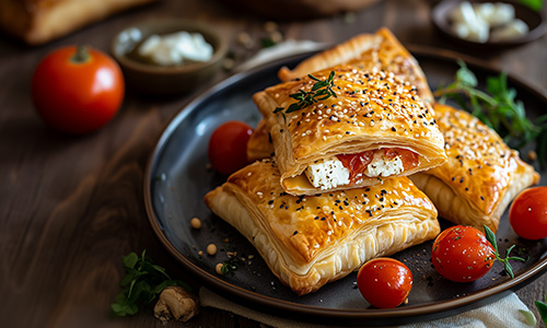 Blätterteigtaschen mit Tomate und Feta